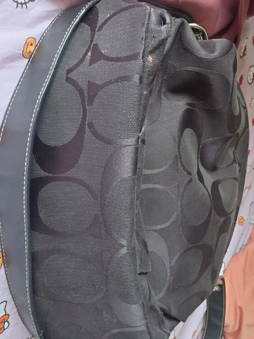Coach Black Signature Crossbody Hobo Bag Soho Duffle